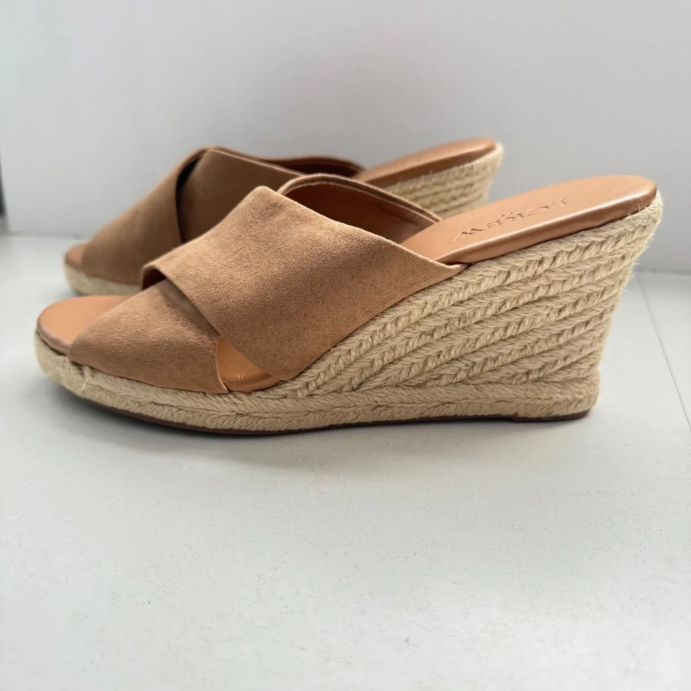 J.Crew Tan Brown Crisscross Espadrille Wedge‎ Sandals Womens 6.5